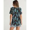 imageOFEEFAN Womens Summer Tops 2025 Trendy Short Sleeve Shirts Smocked Crewneck TeeZblack Print