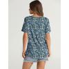 imageOFEEFAN Womens Summer Tops 2025 Trendy Short Sleeve Shirts Smocked Crewneck TeeZblue Print