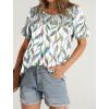 imageOFEEFAN Womens Summer Tops 2025 Trendy Short Sleeve Shirts Smocked Crewneck TeeZcolorful Leaf