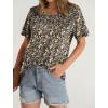 imageOFEEFAN Womens Summer Tops 2025 Trendy Short Sleeve Shirts Smocked Crewneck TeeZfloral Black