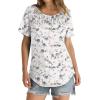 imageOFEEFAN Womens Summer Tops 2025 Trendy Short Sleeve Shirts Smocked Crewneck TeeZfloral White