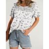 imageOFEEFAN Womens Summer Tops 2025 Trendy Short Sleeve Shirts Smocked Crewneck TeeZfloral White