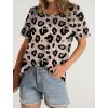 imageOFEEFAN Womens Summer Tops 2025 Trendy Short Sleeve Shirts Smocked Crewneck TeeZleopard Print