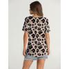 imageOFEEFAN Womens Summer Tops 2025 Trendy Short Sleeve Shirts Smocked Crewneck TeeZleopard Print