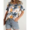 imageOFEEFAN Womens Summer Tops 2025 Trendy Short Sleeve Shirts Smocked Crewneck TeeZmulti Teal