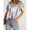 imageOFEEFAN Womens Summer Tops 2025 Trendy Short Sleeve Shirts Smocked Crewneck TeeZtie Dye