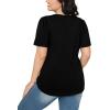 imageOFEEFAN Womens T Shirts Short Sleeve Pleated Dressy Casual Scooped Neck Summer Tops Blouses03black