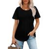 imageOFEEFAN Womens T Shirts Short Sleeve Pleated Dressy Casual Scooped Neck Summer Tops Blouses03black