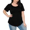 imageOFEEFAN Womens T Shirts Short Sleeve Pleated Dressy Casual Scooped Neck Summer Tops Blouses03black