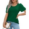 imageOFEEFAN Womens T Shirts Short Sleeve Pleated Dressy Casual Scooped Neck Summer Tops Blouses03green