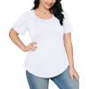 imageOFEEFAN Womens T Shirts Short Sleeve Pleated Dressy Casual Scooped Neck Summer Tops Blouses03white