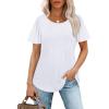 imageOFEEFAN Womens T Shirts Short Sleeve Pleated Dressy Casual Scooped Neck Summer Tops Blouses03white