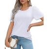 imageOFEEFAN Womens T Shirts Short Sleeve Pleated Dressy Casual Scooped Neck Summer Tops Blouses03white