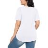 imageOFEEFAN Womens T Shirts Short Sleeve Pleated Dressy Casual Scooped Neck Summer Tops Blouses03white