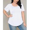 imageOFEEFAN Womens T Shirts Short Sleeve Pleated Dressy Casual Scooped Neck Summer Tops Blouses03white