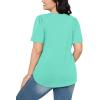 imageOFEEFAN Womens T Shirts Short Sleeve Pleated Dressy Casual Scooped Neck Summer Tops Blouses04aqua