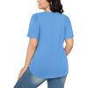imageOFEEFAN Womens T Shirts Short Sleeve Pleated Dressy Casual Scooped Neck Summer Tops Blouses04baby Blue
