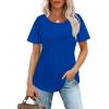 imageOFEEFAN Womens T Shirts Short Sleeve Pleated Dressy Casual Scooped Neck Summer Tops Blouses04blue