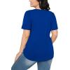 imageOFEEFAN Womens T Shirts Short Sleeve Pleated Dressy Casual Scooped Neck Summer Tops Blouses04blue