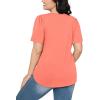 imageOFEEFAN Womens T Shirts Short Sleeve Pleated Dressy Casual Scooped Neck Summer Tops Blouses04coral