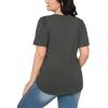 imageOFEEFAN Womens T Shirts Short Sleeve Pleated Dressy Casual Scooped Neck Summer Tops Blouses04dark Grey