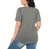 imageOFEEFAN Womens T Shirts Short Sleeve Pleated Dressy Casual Scooped Neck Summer Tops Blouses04grey