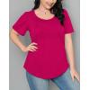 imageOFEEFAN Womens T Shirts Short Sleeve Pleated Dressy Casual Scooped Neck Summer Tops Blouses04hot Pink