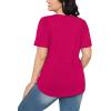 imageOFEEFAN Womens T Shirts Short Sleeve Pleated Dressy Casual Scooped Neck Summer Tops Blouses04hot Pink