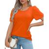 imageOFEEFAN Womens T Shirts Short Sleeve Pleated Dressy Casual Scooped Neck Summer Tops Blouses04orange