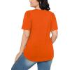 imageOFEEFAN Womens T Shirts Short Sleeve Pleated Dressy Casual Scooped Neck Summer Tops Blouses04orange