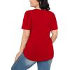 imageOFEEFAN Womens T Shirts Short Sleeve Pleated Dressy Casual Scooped Neck Summer Tops Blouses04red