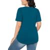 imageOFEEFAN Womens T Shirts Short Sleeve Pleated Dressy Casual Scooped Neck Summer Tops Blouses04teal