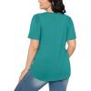 imageOFEEFAN Womens T Shirts Short Sleeve Pleated Dressy Casual Scooped Neck Summer Tops Blouses04turquoise