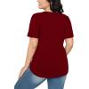 imageOFEEFAN Womens T Shirts Short Sleeve Pleated Dressy Casual Scooped Neck Summer Tops Blouses04wine Red