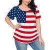 imageOFEEFAN Womens T Shirts Short Sleeve Pleated Dressy Casual Scooped Neck Summer Tops Blouses05flag