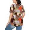 imageOFEEFAN Womens T Shirts Short Sleeve Pleated Dressy Casual Scooped Neck Summer Tops Blouses1multi Brown