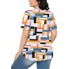 imageOFEEFAN Womens T Shirts Short Sleeve Pleated Dressy Casual Scooped Neck Summer Tops Blouses1multi Geometric