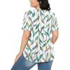 imageOFEEFAN Womens T Shirts Short Sleeve Pleated Dressy Casual Scooped Neck Summer Tops Blouses1multi Leaf