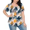 imageOFEEFAN Womens T Shirts Short Sleeve Pleated Dressy Casual Scooped Neck Summer Tops Blouses1multi Teal