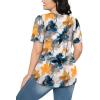 imageOFEEFAN Womens T Shirts Short Sleeve Pleated Dressy Casual Scooped Neck Summer Tops Blouses1multi Teal