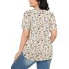 imageOFEEFAN Womens T Shirts Short Sleeve Pleated Dressy Casual Scooped Neck Summer Tops Blouses2floral Beige