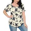 imageOFEEFAN Womens T Shirts Short Sleeve Pleated Dressy Casual Scooped Neck Summer Tops Blouses2floral Black