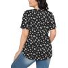 imageOFEEFAN Womens T Shirts Short Sleeve Pleated Dressy Casual Scooped Neck Summer Tops Blouses2floral Daisy