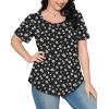 imageOFEEFAN Womens T Shirts Short Sleeve Pleated Dressy Casual Scooped Neck Summer Tops Blouses2floral Daisy