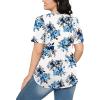 imageOFEEFAN Womens T Shirts Short Sleeve Pleated Dressy Casual Scooped Neck Summer Tops Blouses2floral Greyblue