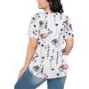 imageOFEEFAN Womens T Shirts Short Sleeve Pleated Dressy Casual Scooped Neck Summer Tops Blouses2floral Light Grey