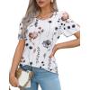 imageOFEEFAN Womens T Shirts Short Sleeve Pleated Dressy Casual Scooped Neck Summer Tops Blouses2floral Light Grey
