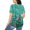 imageOFEEFAN Womens T Shirts Short Sleeve Pleated Dressy Casual Scooped Neck Summer Tops Blouses2floral Lotus