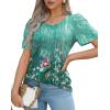 imageOFEEFAN Womens T Shirts Short Sleeve Pleated Dressy Casual Scooped Neck Summer Tops Blouses2floral Lotus