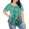 imageOFEEFAN Womens T Shirts Short Sleeve Pleated Dressy Casual Scooped Neck Summer Tops Blouses2floral Lotus